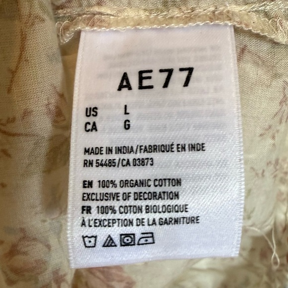 Cotton Floral Boho Blouse NWT Size Large AE77 Premium - Picture 8 of 9